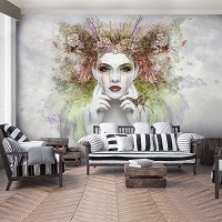 Флизелиновые фотообои портреты девушек 368 x 254 см Женское лицо в цветах (13157V8)+клей
