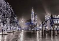 Дизайн зала флизелиновые фотообои 254x184 см Городской горизонт Кракова в сепии (1315V4)+клей