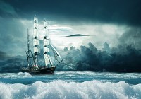 Флізелінові фотошпалери Море - Самотній корабель в океані (13178V)+клей - вид 1 мініатюра