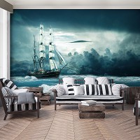 Флизелиновые фотообои для спальни 416 x 254 см Море - Одинокий корабль в океане (13178VEXXXL)+клей