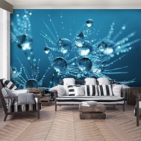 3D Флизелиновые фотообои одуванчик на стену 368 x 254 см Цветы - Нежные капли (13183V8)+клей