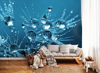 3D Флизелиновые фотообои одуванчик в спальне 416 x 254 см Цветы - Нежные капли (13183VEXXXL)+клей