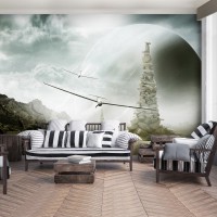 Флизелиновые 3D фото обои облака небо 312x219 см Фантастический планер (13195VEXXL)+клей