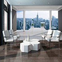 Флизелиновые фотообои 3D 254x184 см Панорама Нью-Йорка вид с большой террасы (1323V4)+клей