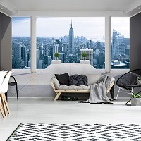 Флизелиновые 3D фотообои городов мира 368x254 см Панорама Нью-Йорка вид с большой террасы (1323V8)+клей