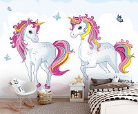 Флизелиновые фотообои с лошадьми 368 x 280 см Для девочек - Два единорога (13241V10)+клей