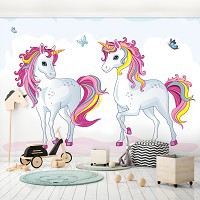 Коні флізелінові фотошпалери 460x300 см Для дівчаток - Два єдинороги (13241V12)+клей