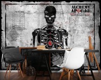 Красивые флизелиновые фотообои на кухню 254 x 184 см Военная - Скелет в тире (13246V4)+клей