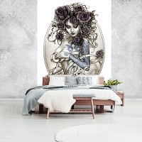 Популярні флізелінові фотошпалери 206x275 см Дівчата - Жінка з троянди і татуювання (13254VEA)+клей