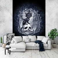 Коти флізелінові фотошпалери 184x254 см Тварини - Котик у капелюшку на черепі (13255V4A)+клей