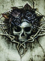 Флизелиновые фотообои цветы 206 x 275 см Культура народов мира - Череп в розах (13260VEA)+клей