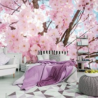3 д флизелиновые фотообои природа 416x254 см Розовые цветы на дереве (13283VEXXXL) +клей