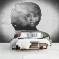 Флизелиновые фотообои женщина 368 x 254 см Девушка в черно-белом свете (13288V8)+клей