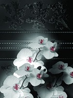 3д флизелиновые фотообои в спальню 184x254 см Черно-белые с красным орхидеи (1328V4A)+клей