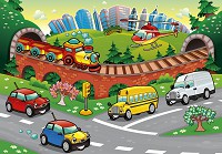 Флизелиновые фотообои детский город 312x219 см Машины - комната маленького мальчика (13290VEXXL) +клей - вид 1 миниатюра