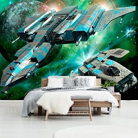 3D Флизелиновые фото обои космос на стену 312 x 219 см Детские - Космические корабли (13291VEXXL)+клей