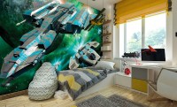 3D Флизелиновые фото обои звезды 368 x 254 см Детские - Космические корабли (13291V8)+клей