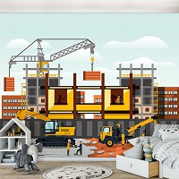Детские флизелиновые фотообои 312x219 см Строительная площадка для мальчика (13293VEXXL) +клей