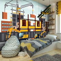 Флизелиновые детские фотообои 416x254 см Строительная площадка для мальчика (13293VEXXXL) +клей