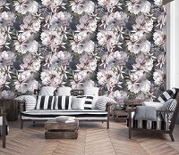 Флизелиновые фотообои 368x254 см Повторяющийся узор из больших цветов (13295V8) +клей