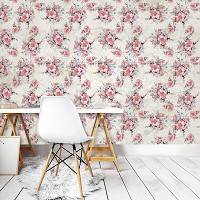 Флизелиновые фотообои на кухню 312x219 см Цветочный принт на светлом фоне (13297VEXXL) +клей