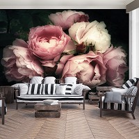 Флизелиновые фотообои пионы в интерьере 368x254 см 3D Букет прекрасных цветов (13298V8) +клей