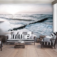 3D Флізелінові морські фото шпалери на стіну 312 x 219 см Пінисті хвилі (13304VEXXL)+клей
