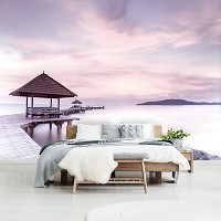 Флизелиновые фотообои природа 3D 312 x 219 см Беседка у озера (13309VEXXL)+клей