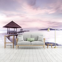 Флізелінові фотошпалери хмари небо 3D 368x280 см Альтанка біля озера (13309V10)+клей