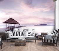 Флизелиновые фотообои 3д природа 254 x 184 см Беседка у озера (13309V4)+клей