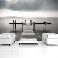 Флизелиновые фотообои морские 3D 416 x 254 см Одинокий причал у озера (13312VEXXXL)+клей
