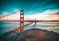 Красивые пейзажи флизелиновые фотообои 3D 416 x 254 см Мост Золотые ворота (13314VEXXXL)+клей - вид 1 миниатюра
