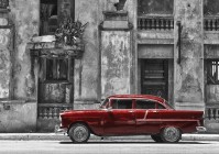 3D Флізелінові фотошпалери авто 312 x 219 см Транспорт - Червона машина на чорно-білому тлі (13319VEXXL)+клей - вид 1 мініатюра