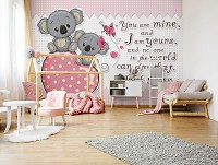 Флизелиновые фотообои Для Детей Для Девочек Животные Мишки Сердце (13326V)+клей