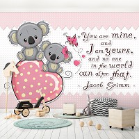 Флизелиновые фотообои фото 416x254 см Для Детей Для Девочек Животные Мишки Сердце (13326VEXXXL) +клей