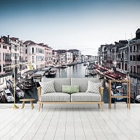 3D Флизелиновые фотообои для кухни 368 x 254 см Город - Центральная улица Венеции (13329V8)+клей