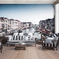 3D Флизелиновые фотообои 368 x 280 см Город - Центральная улица Венеции (13329V10)+клей