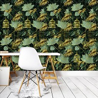 Флизелиновые фотообои листья 416x290 см птицы в клетках (13339VEXXXXL) +клей