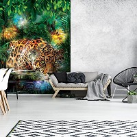 Флізелінові фотошпалери 3д Тварини Кішки Природа 206x275 см Ягуар у джунглях (1333VEA)+клей - вид 5 мініатюра