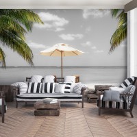 Флізелінові 3D фотошпалери море 254 x 184 см Лежаки на пляжі (13341V4)+клей