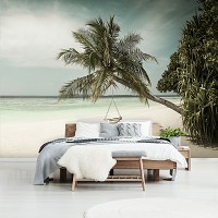 3 д флизелиновые фотообои природа 416 x 254 см Море - Одинокая пальма на пляже (13344VEXXXL)+клей