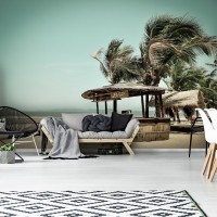 Флизелиновые 3D фото обои с деревьями 312 x 219 см Море - Пляжный бар у океана (13348VEXXL)+клей