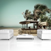 Флизелиновые 3D фотообои пляж 254 x 184 см Море - бар у океана (13348V4)+клей