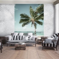 Флізелінові фото шпалери пляж 184 x 254 см Море - Пальма на тлі океану (13351V4A)+клей
