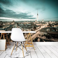 Флизелиновые фотообои на всю стену 3D 416 x 254 см Город - Ранее утро в Берлине (13358VEXXXL)+клей