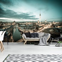 Флизелиновые 3D фотообои на стену мост 3D 368 x 254 см Раннее утро в городе Берлин (13358V8)+клей