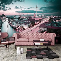 3D Флизелиновые фотообои 416 x 290 см Город Берлин - Мост и Телебашня (13359VEXXXXL)+клей