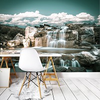 Красивые флизелиновые фотообои на кухню 3D 312 x 219 см Природа - Большой водопад (13360VEXXL)+клей