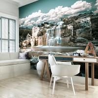 Фотообои с большим водопадом 368x254 см 3D Природа 13360P8+клей