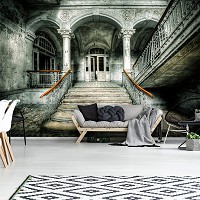Флизелиновые 3D фотообои старинные замки 254 x 184 см Архитектура - Лестница в старом доме (13365V4)+клей